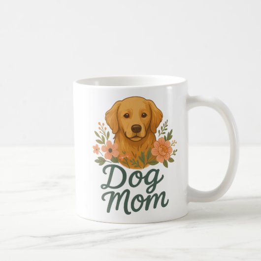 Hond Moeder Mok - Gouden Retriever Bloemendesign - (Rechts)