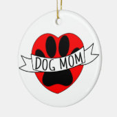 Hond Moeder Poot En Rode Hart Tekening Keramisch Ornament (Links)