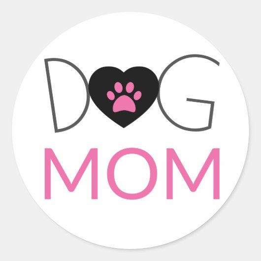 Hond Moeder Poot Print Roze Zwart Ronde Sticker (Voorkant)