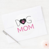 Hond Moeder Poot Print Roze Zwart Ronde Sticker (Envelop)