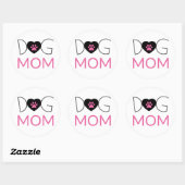 Hond Moeder Poot Print Roze Zwart Ronde Sticker (Vel)