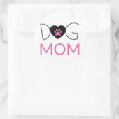Hond Moeder Poot Print Roze Zwart Ronde Sticker (Tas)