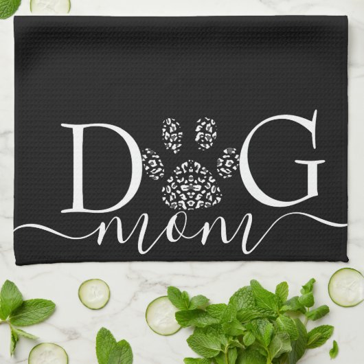 Hond Moeder pootafdruk Theedoek (Gevouwen)