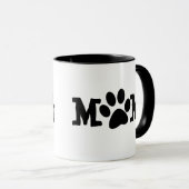 Hond Moeder Pootafdrukken Op Wit Mok (Voorkant rechts)