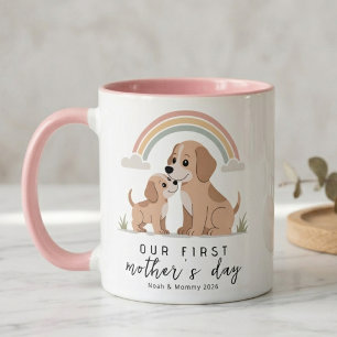 Hond Moeder Puppy Eerste Moederdag Zachte Pastel K Mok