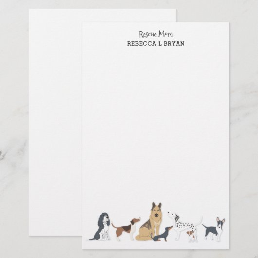 Hond moeder redden mama papa Hondenrassen Briefpapier (Voorkant / Achterkant)