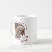 Hond Moeder Retro Bloemen Blush Roze Aangepaste Fo Koffiemok (Voorkant links)