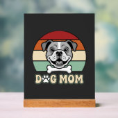 Hond Moeder Retro Bulldog Vector Acryl Bord (Neutraal)