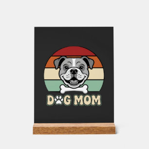 Hond Moeder Retro Bulldog Vector Acryl Bord