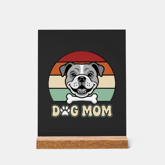 Hond Moeder Retro Bulldog Vector Acryl Bord (Voorkant)
