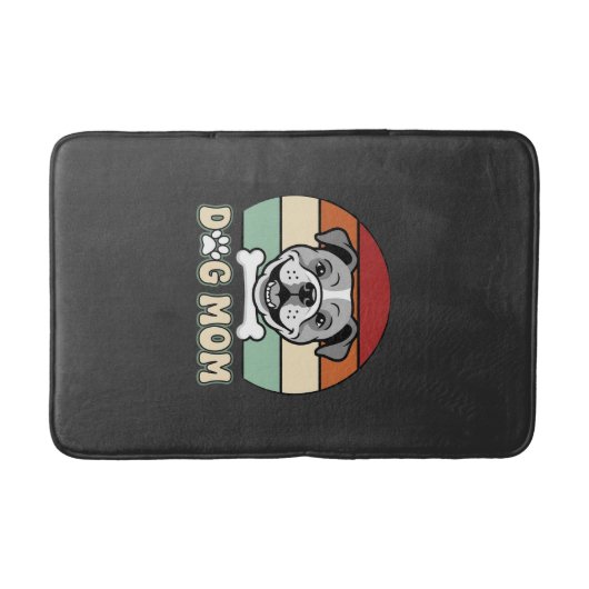 Hond Moeder Retro Bulldog Vector Badmat (Voorkant)