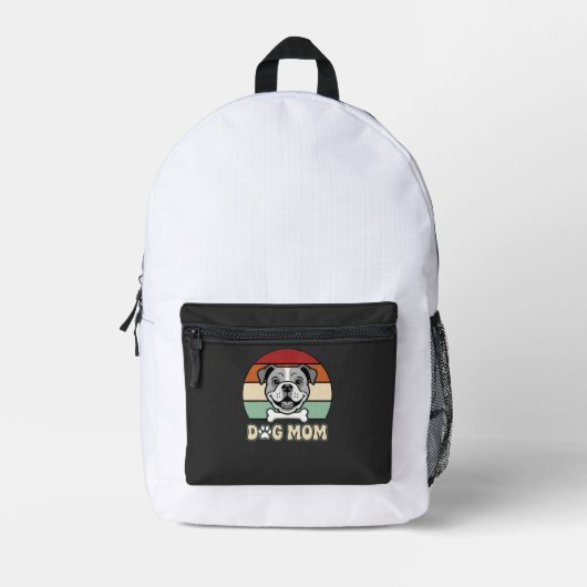 Hond Moeder Retro Bulldog Vector Bedrukte Rugzak (Voorkant)