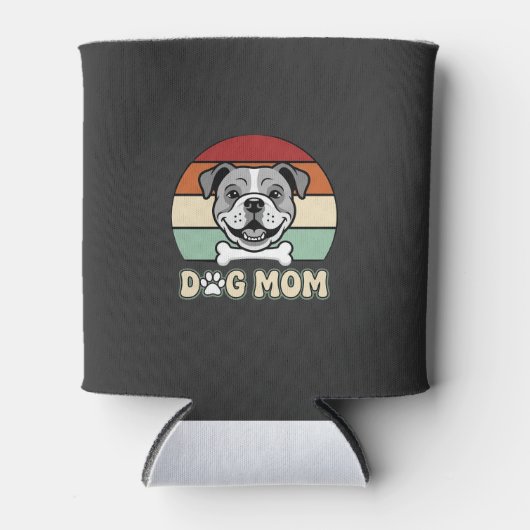 Hond Moeder Retro Bulldog Vector Blikjeskoeler (Voorkant)