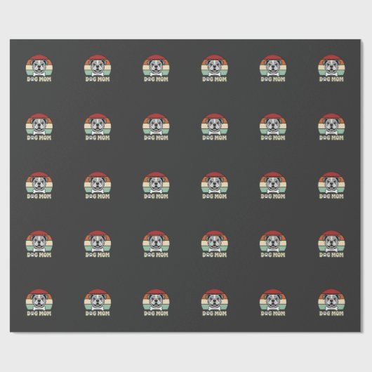 Hond Moeder Retro Bulldog Vector Cadeaupapier (Vlak)