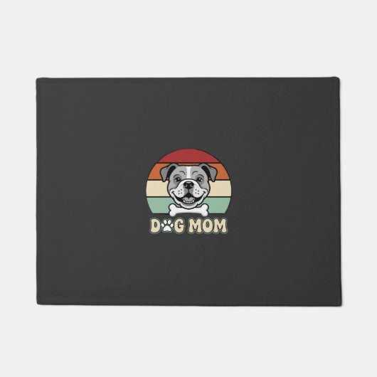 Hond Moeder Retro Bulldog Vector Deurmat (Voorkant)
