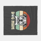 Hond Moeder Retro Bulldog Vector Fleece Deken (Voorkant (Horizontaal))
