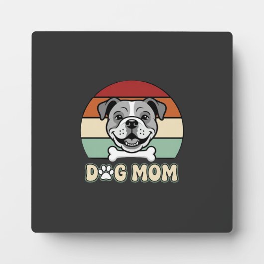 Hond Moeder Retro Bulldog Vector Fotoplaat (Voorkant)