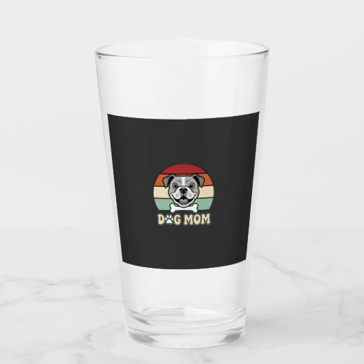 Hond Moeder Retro Bulldog Vector Glas (Voorkant)
