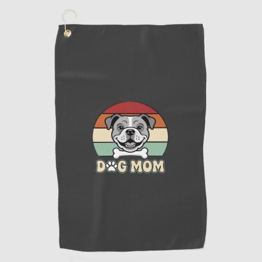 Hond Moeder Retro Bulldog Vector Golfhanddoek (Voorkant)