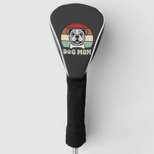 Hond Moeder Retro Bulldog Vector Golfheadcover (Voorkant)