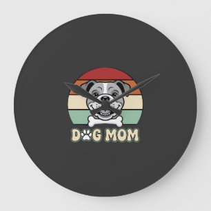 Hond Moeder Retro Bulldog Vector Grote Klok