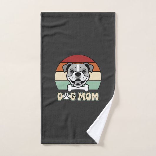 Hond Moeder Retro Bulldog Vector Handdoek (Handdoek)