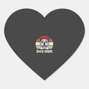 Hond Moeder Retro Bulldog Vector Hart Sticker