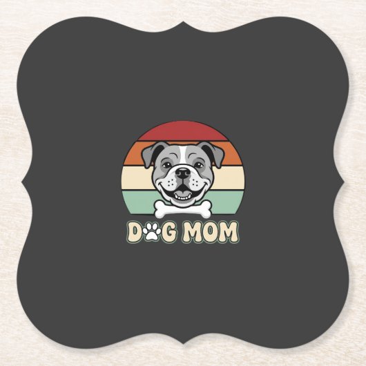 Hond Moeder Retro Bulldog Vector Kartonnen Onderzetters (Voorkant)
