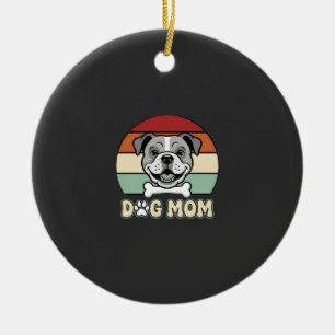 Hond Moeder Retro Bulldog Vector Keramisch Ornament