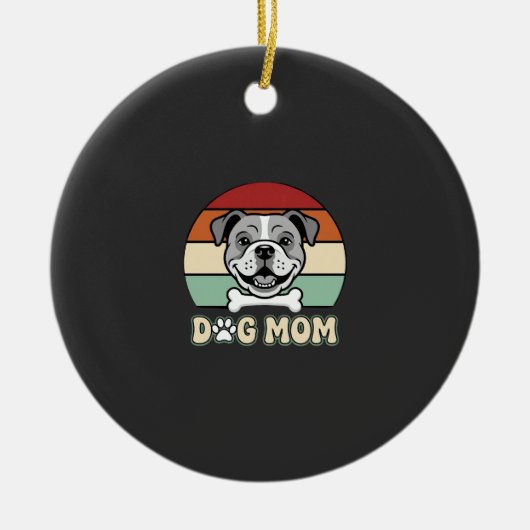 Hond Moeder Retro Bulldog Vector Keramisch Ornament (Voorkant)
