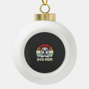Hond Moeder Retro Bulldog Vector Keramische Bal Ornament