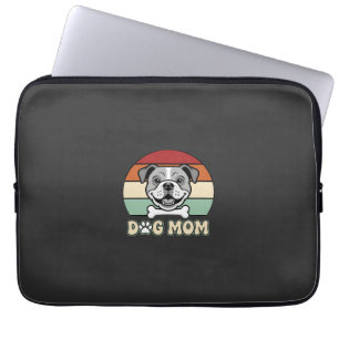 Hond Moeder Retro Bulldog Vector Laptop Sleeve