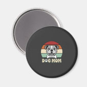 Hond Moeder Retro Bulldog Vector Magneet (Voorkant / Achterkant)