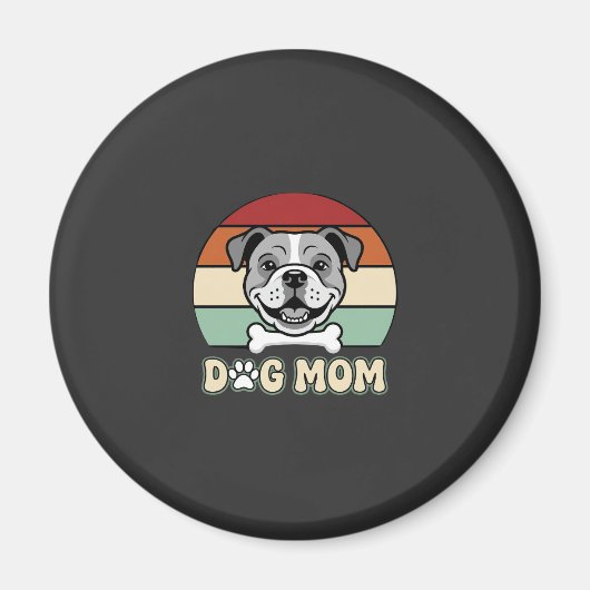 Hond Moeder Retro Bulldog Vector Magneet (Voorkant)