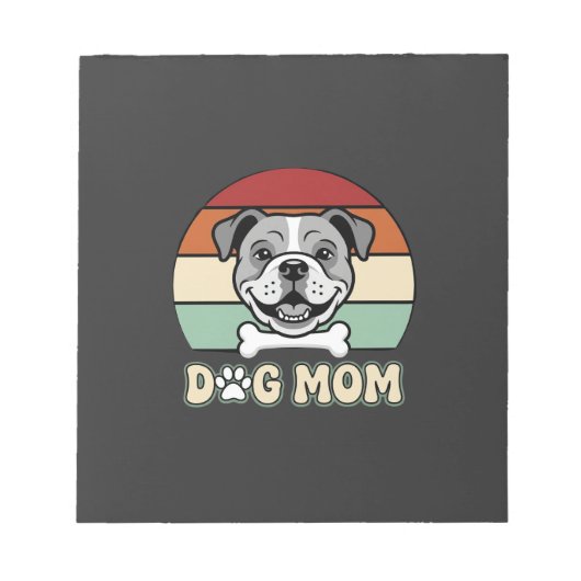 Hond Moeder Retro Bulldog Vector Notitieblok (Voorkant)