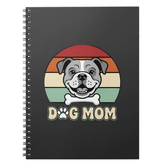 Hond Moeder Retro Bulldog Vector Notitieboek (Voorkant)