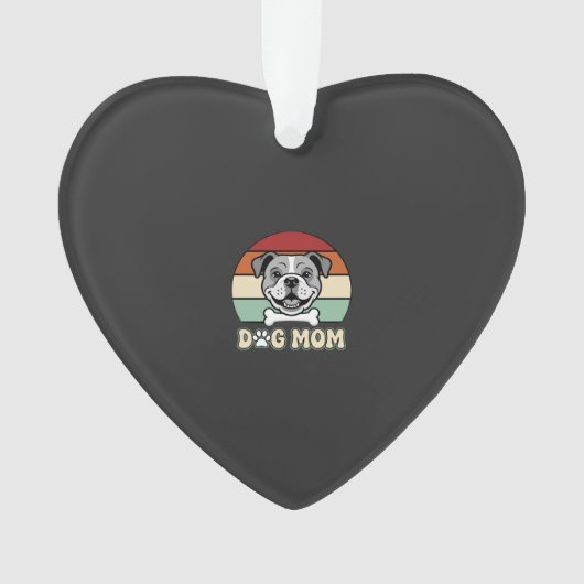 Hond Moeder Retro Bulldog Vector Ornament (voorkant)