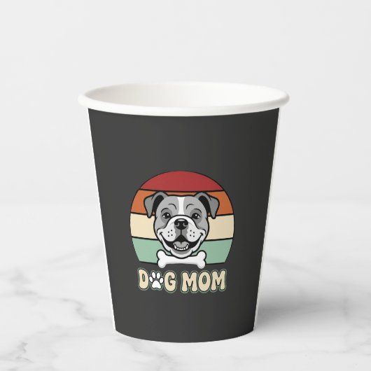 Hond Moeder Retro Bulldog Vector Papieren Bekers (Voorkant)