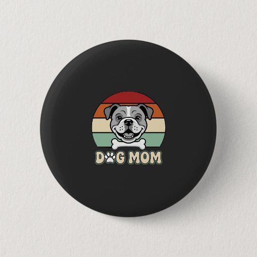 Hond Moeder Retro Bulldog Vector Ronde Button 5,7 Cm (Voorkant)