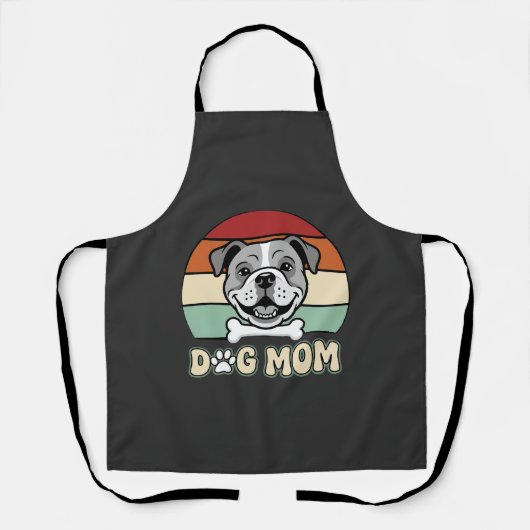 Hond Moeder Retro Bulldog Vector Schort (Voorkant)