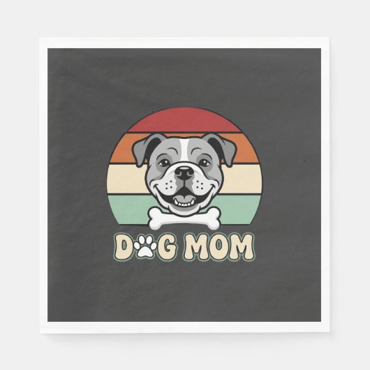 Hond Moeder Retro Bulldog Vector Servet (Voorkant)