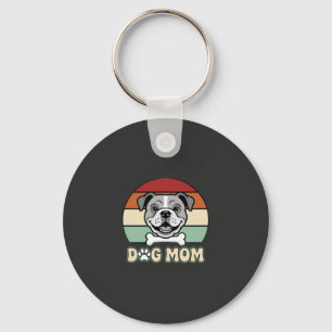 Hond Moeder Retro Bulldog Vector Sleutelhanger