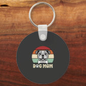 Hond Moeder Retro Bulldog Vector Sleutelhanger (Voorkant)