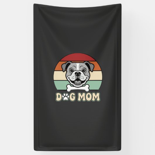 Hond Moeder Retro Bulldog Vector Spandoek (Verticaal)