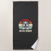 Hond Moeder Retro Bulldog Vector Strandlaken (Voorkant)