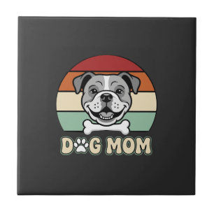 Hond Moeder Retro Bulldog Vector Tegeltje