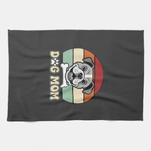 Hond Moeder Retro Bulldog Vector Theedoek