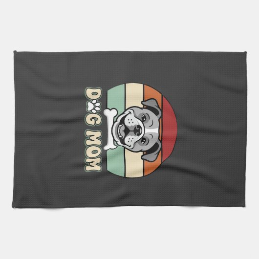 Hond Moeder Retro Bulldog Vector Theedoek (Horizontaal)