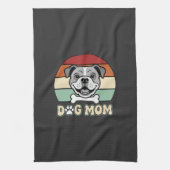 Hond Moeder Retro Bulldog Vector Theedoek (Verticaal)
