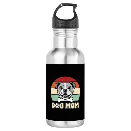 Hond Moeder Retro Bulldog Vector Waterfles (Voorkant)